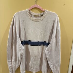 Men's Beige Sweater with Navy Stripe